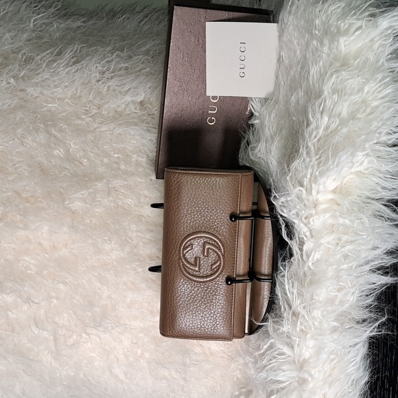 Gucci Soho Brown Leather  Flap Continental Wallet Like New - Picture 1 of 17